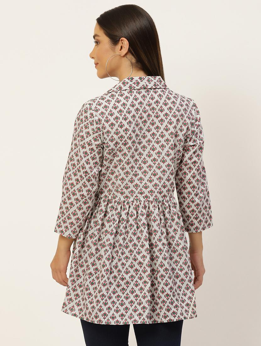 women printed three quarter sleeve short kurti - 21581401 - Standard Image - 2