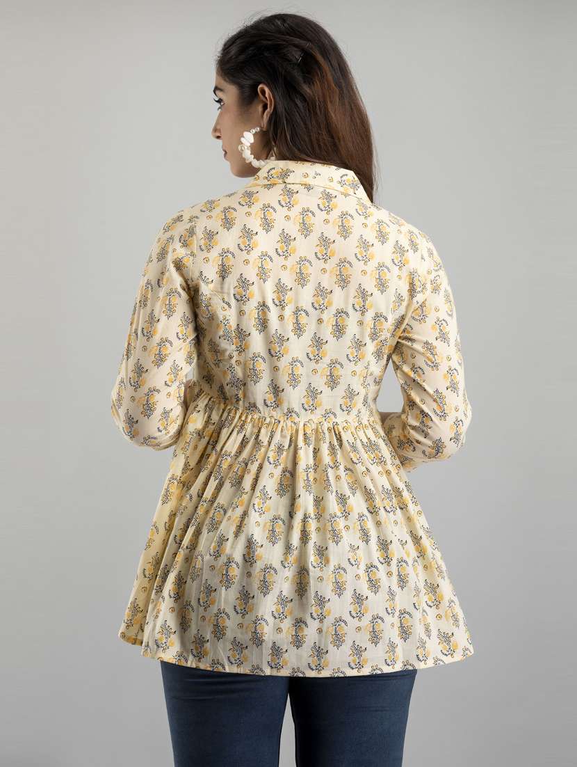 women printed three quarter sleeve short kurti - 21581412 -  Standard Image - 2