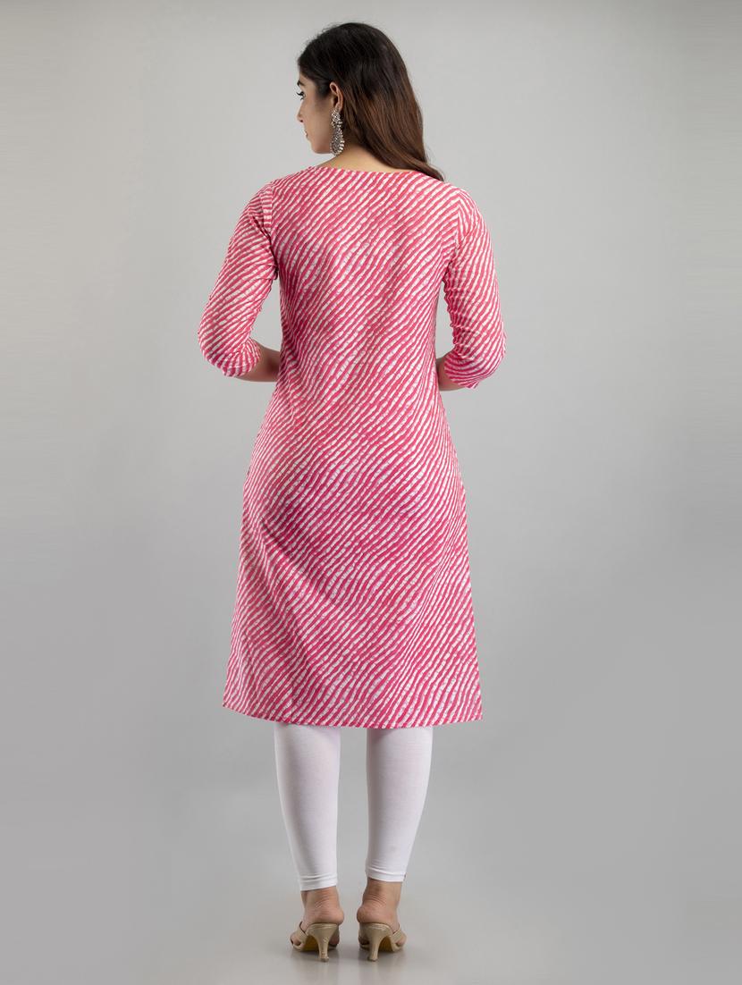 women printed three quarter sleeves straight kurta - 21581416 - Standard Image - 2