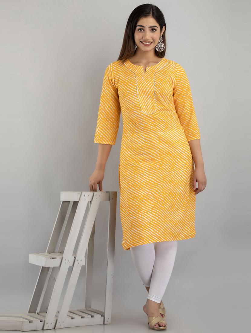 women printed three quarter sleeves straight kurta - 21581418 - Standard Image - 2