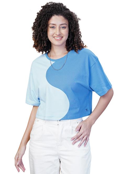 women color blocked boxy crop t-shirt - 21582183 -  Standard Image - 0