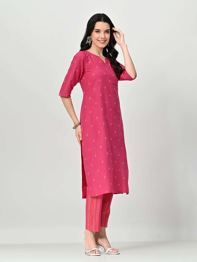 women three quarter sleeve kurta pant with dupatta set - 21582205 - Standard Image - 2