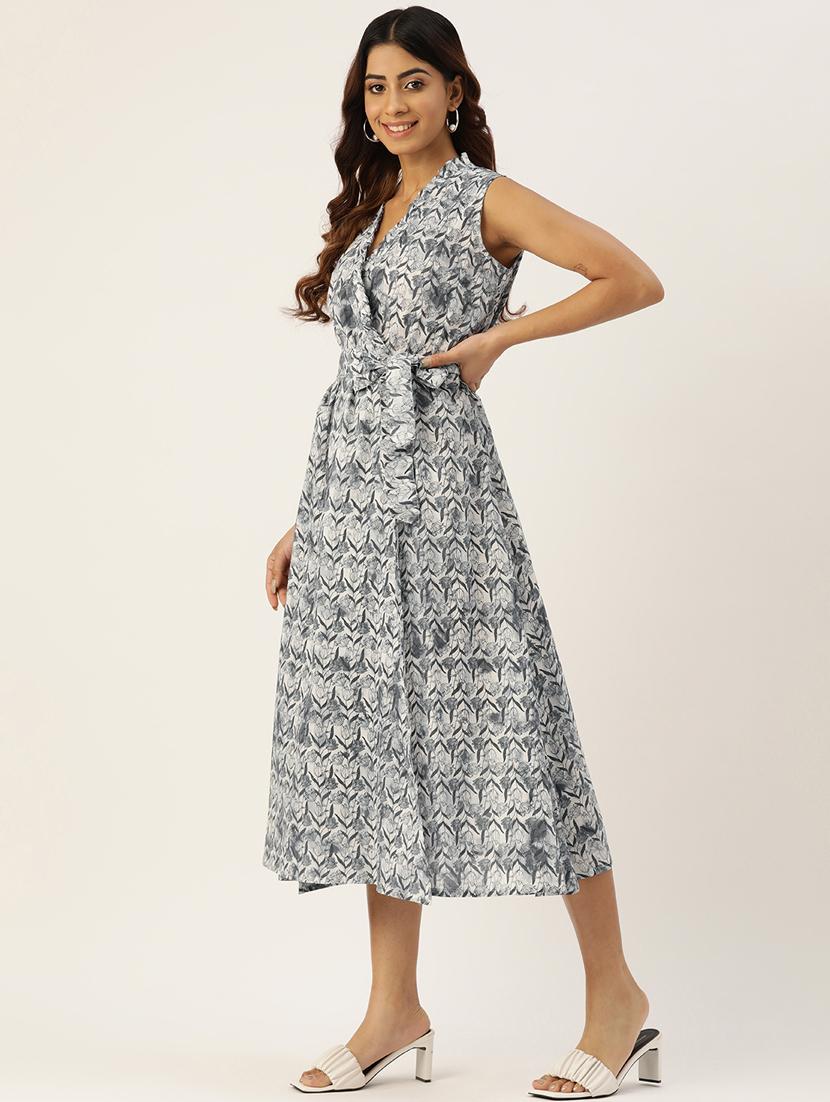 women grey floral print wrap dress - 21582211 - Standard Image - 2