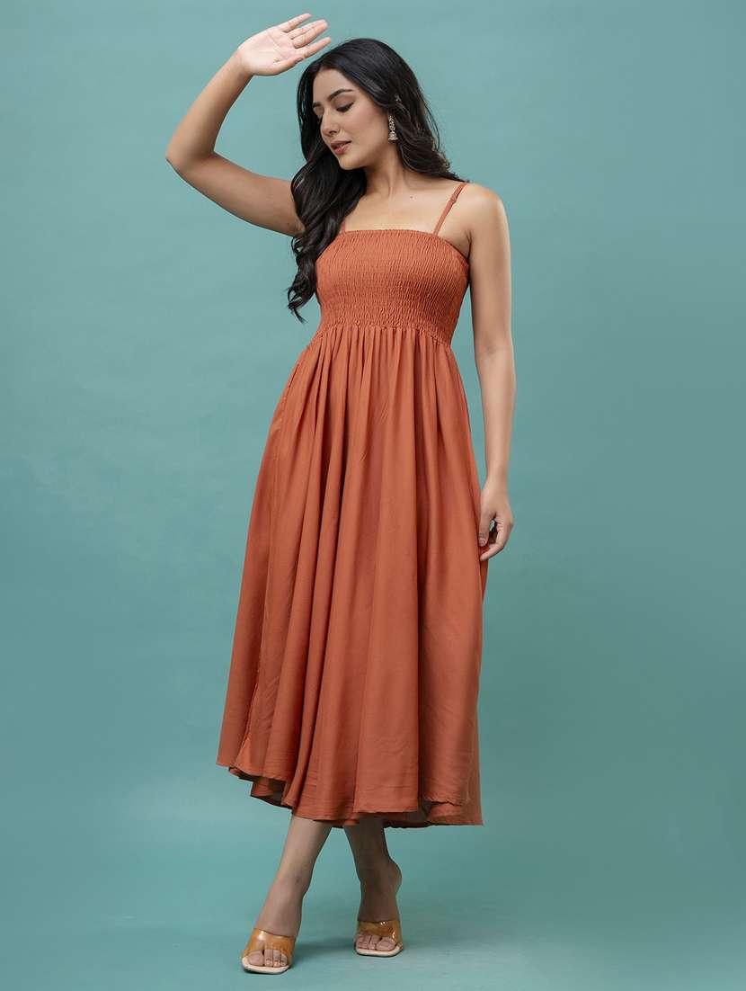 women solid sleeveless fit & flare dress - 21582216 -  Standard Image - 2