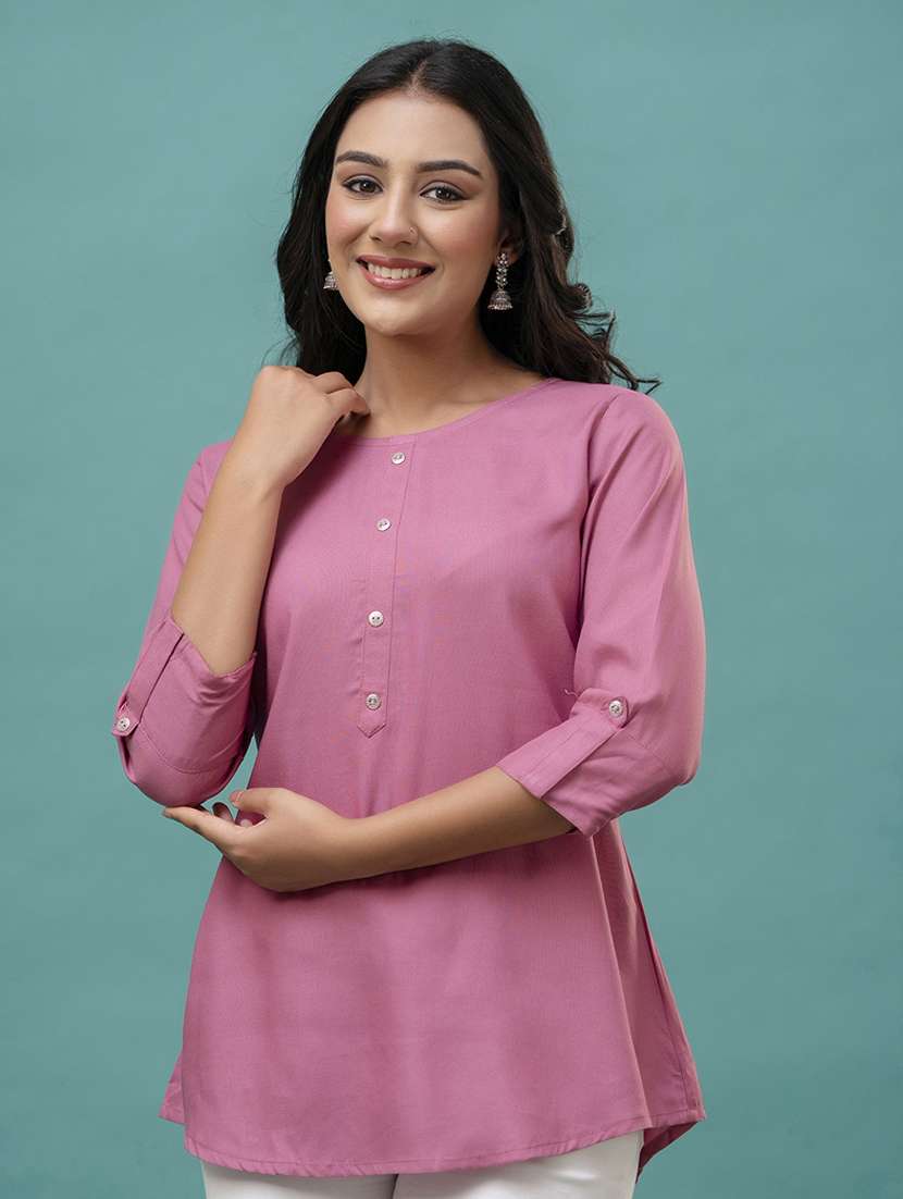 women round neck solid regular top