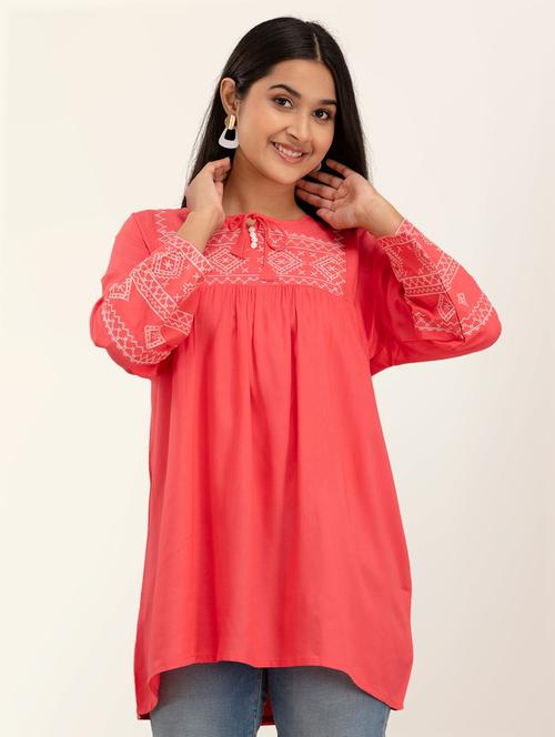 women embroidered long sleeves tunic - 21582242 - Standard Image - 0
