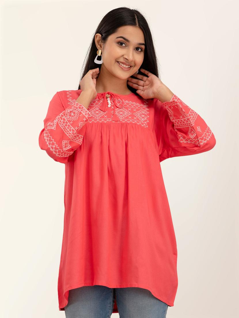 women embroidered long sleeves tunic - 21582242 - Zoom Image - 0