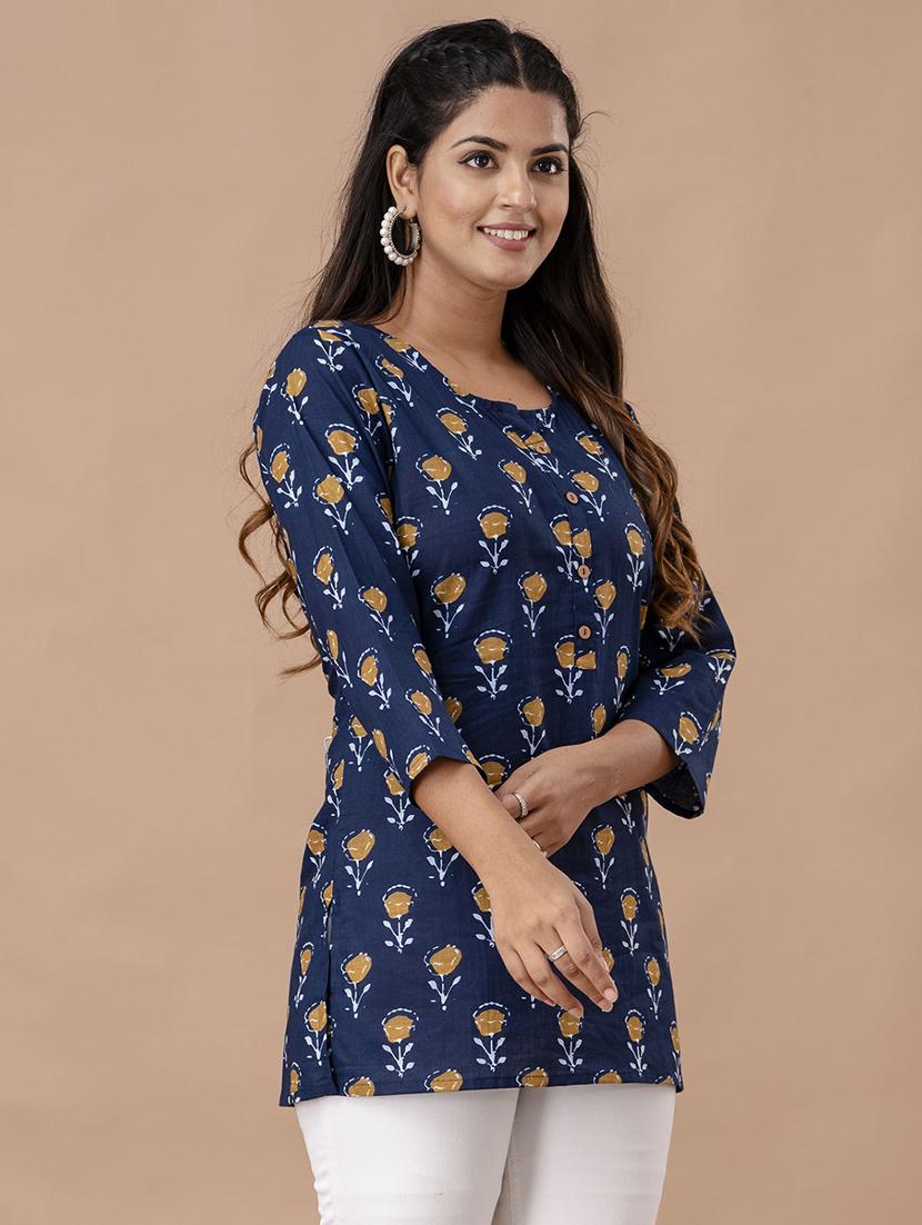 women printed three quarter sleeves straight kurti - 21582264 - Standard Image - 2