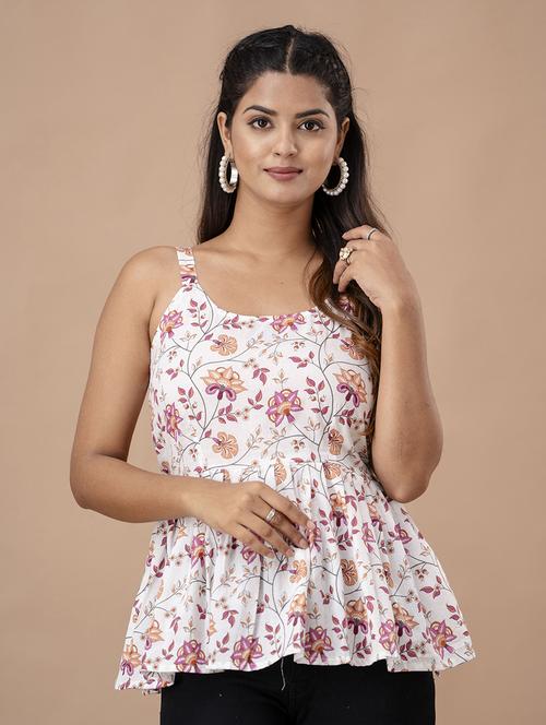 women sleeveless printed peplum top - 21582274 - Standard Image - 0