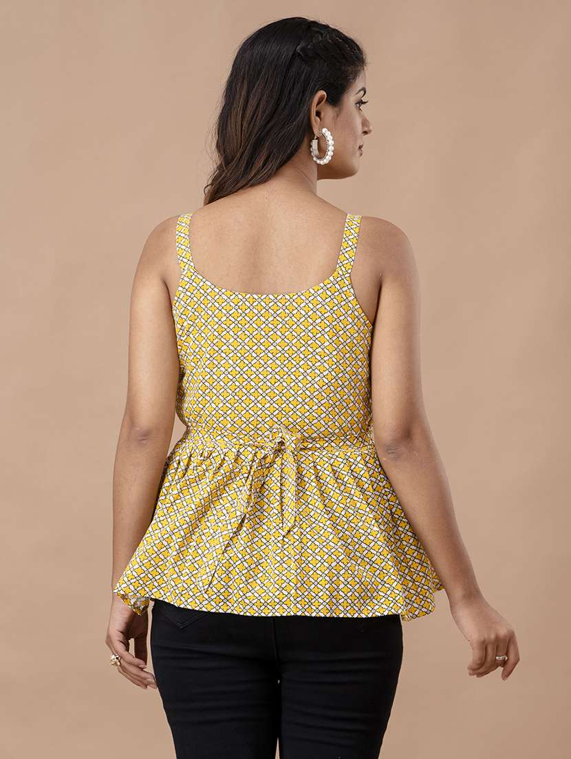women printed sleeveless peplum top - 21582277 -  Standard Image - 2