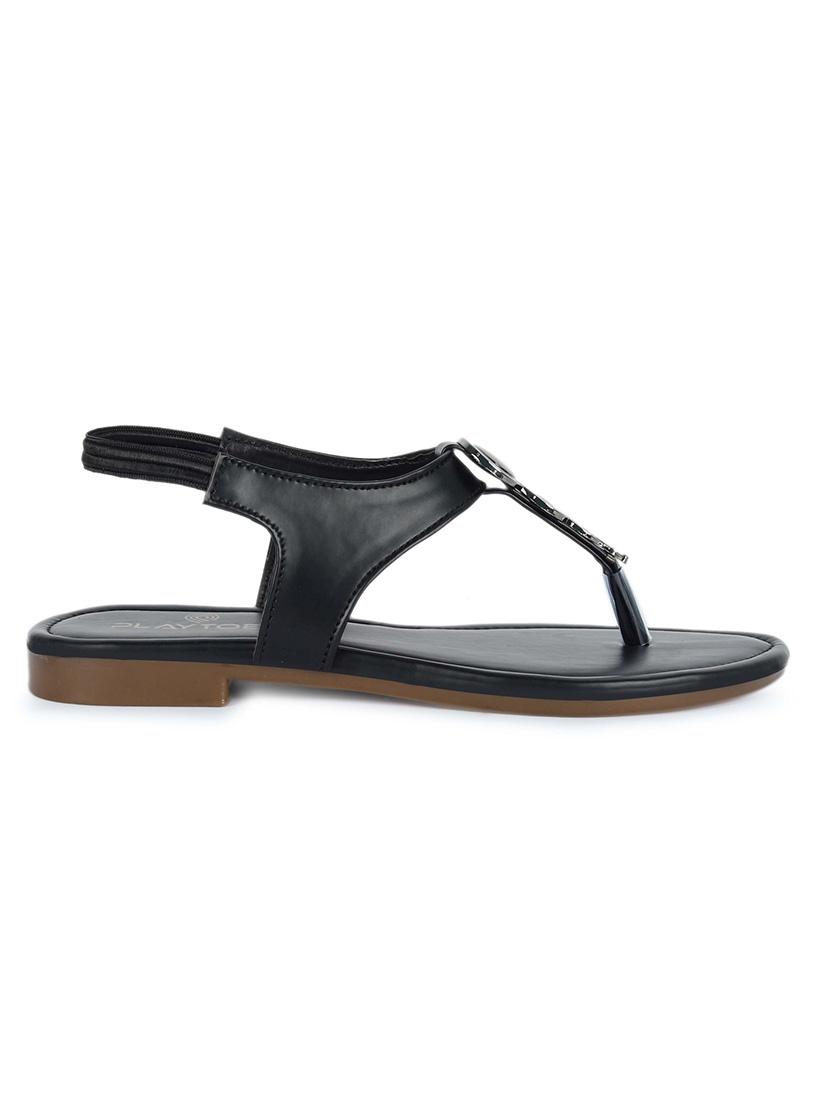 women black slip on sandal - 21582914 - Standard Image - 2