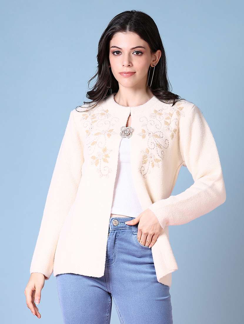 women self design long sleeve cardigan