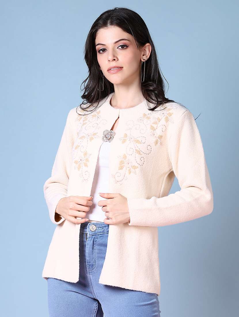 women self design long sleeve cardigan - 21582970 -  Standard Image - 2