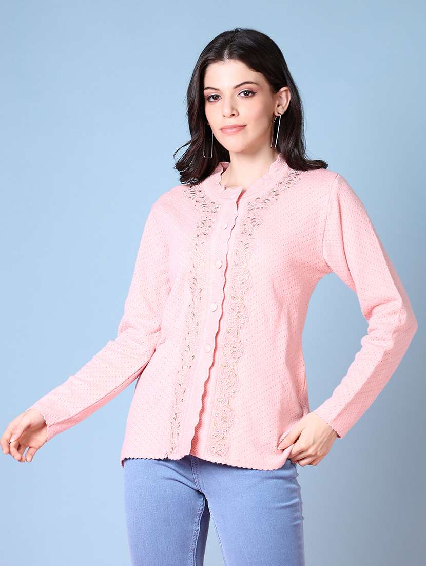 women self design long sleeve cardigan - 21582971 -  Standard Image - 2