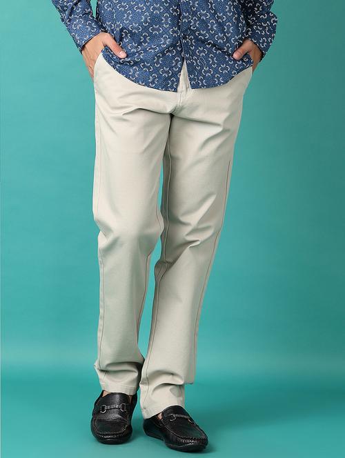 men cream solid chinos casual trouser - 21583134 -  Standard Image - 0