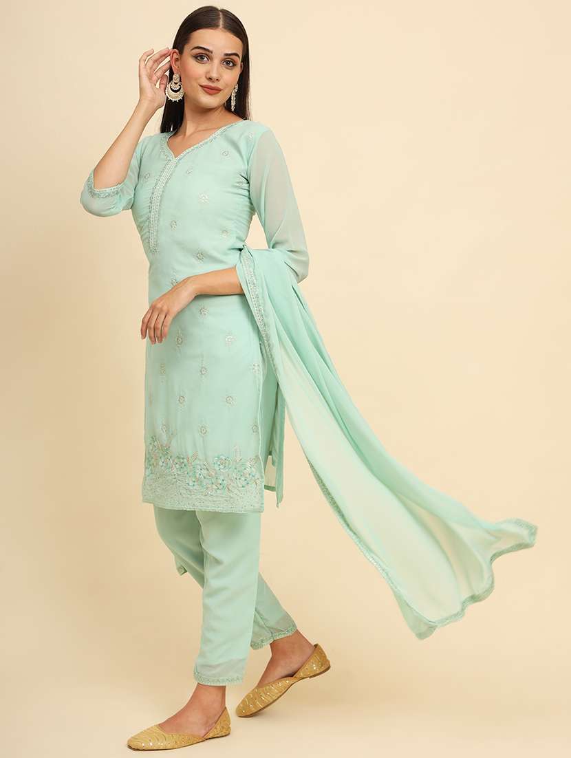 women sequin embroidered kurta pant set with dupatta - 21583252 - Standard Image - 2