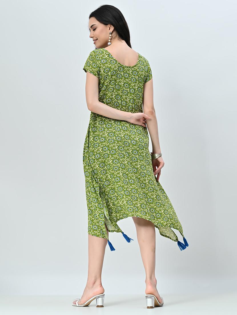 women floral short sleeve a-line ethnic dress - 21583623 - Standard Image - 2