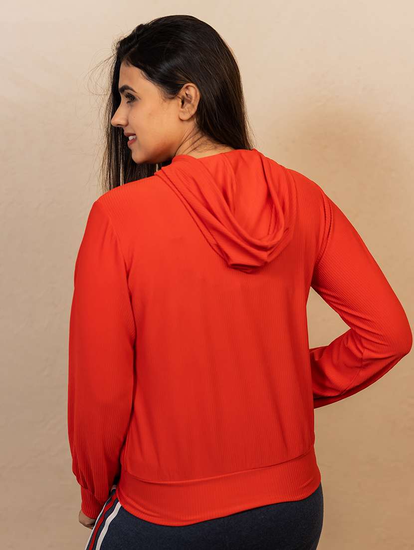 women solid long sleeve hooded sweatshirt - 21584246 -  Standard Image - 2