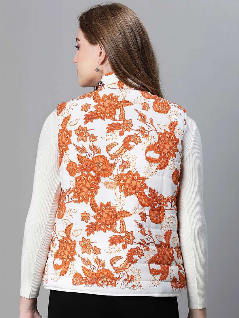 women floral print sleeveless jacket - 21584251 - Standard Image - 2
