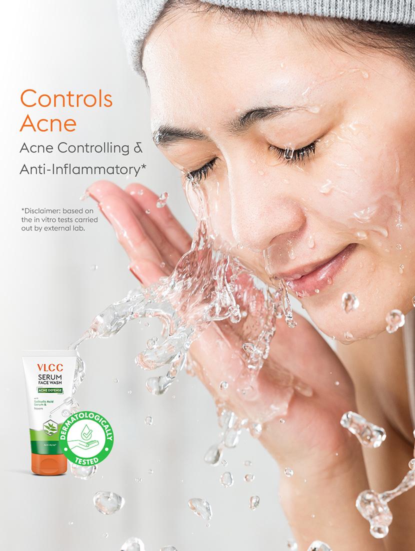 vlcc acne defense serum face wash with salicylic acid serum & neem - 150ml + 150ml (buy one get one) - 21584256 - Standard Image - 2