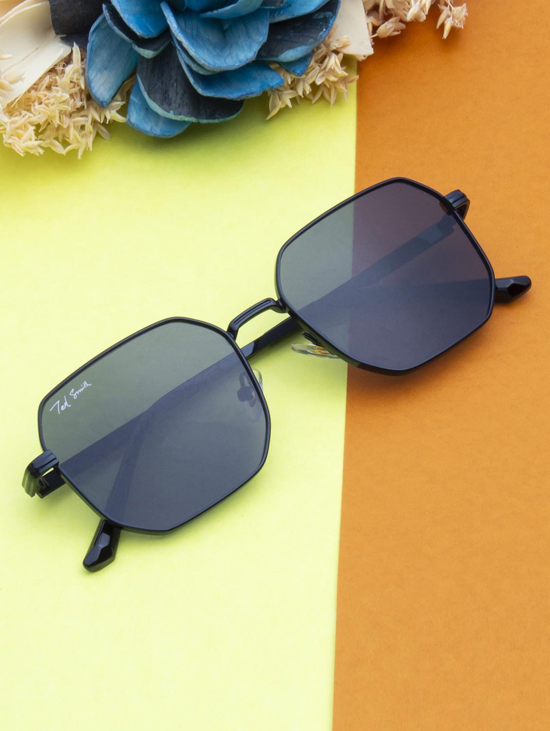 ted smith hexagonal grey sunglasses for men women - 21584816 -  Zoom Image - 0