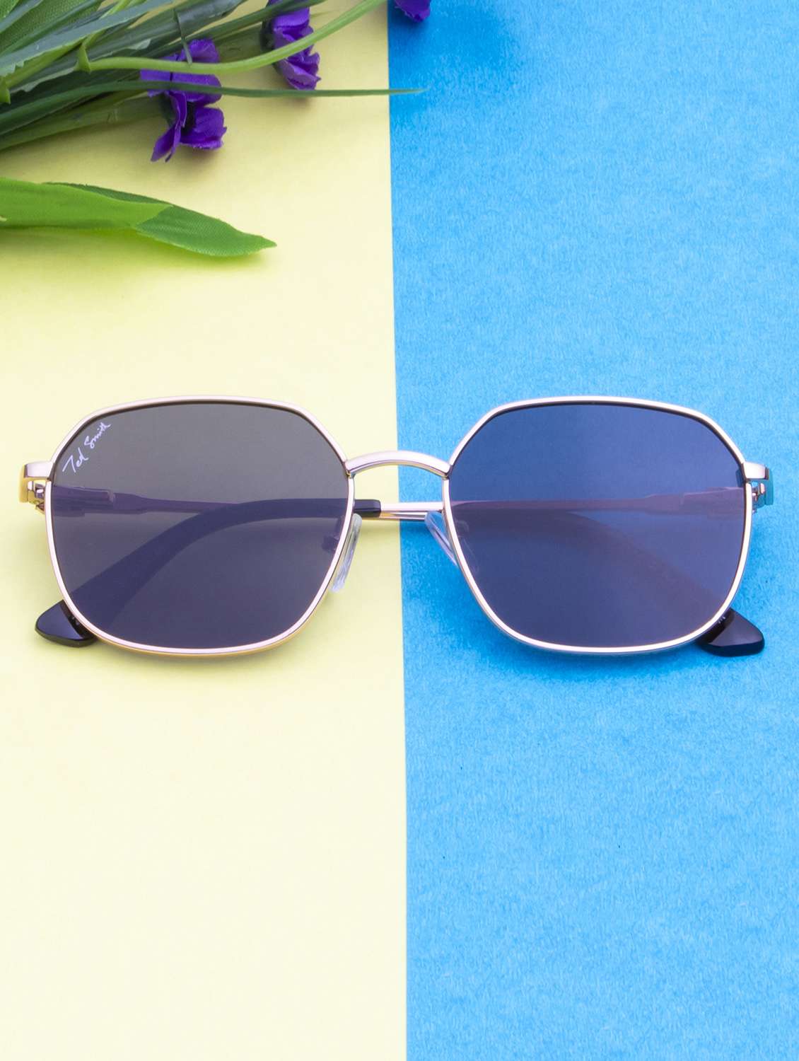ted smith hexagonal grey sunglasses for men women - 21584837 -  Zoom Image - 0