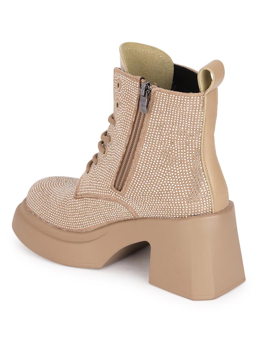 women khaki sequined ankle boot - 21584845 - Standard Image - 2