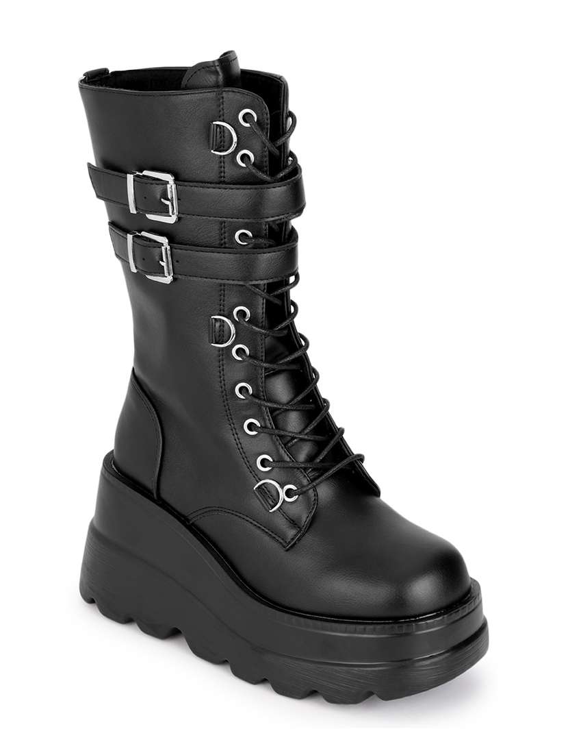 women black solid ankle boot