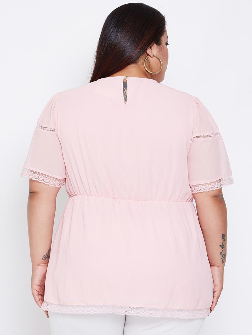 women solid v-neck plus size top - 21584890 - Standard Image - 2