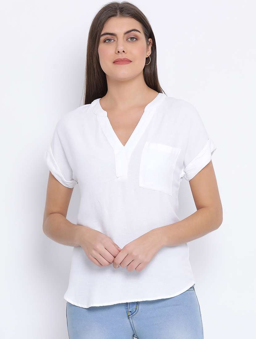 women solid short sleeves top