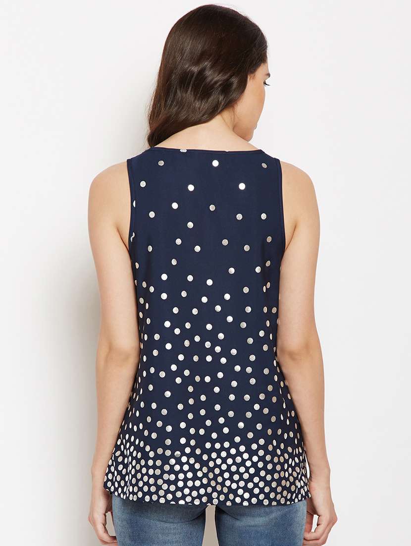 women polka dots printed sleeveless top - 21584909 -  Standard Image - 2