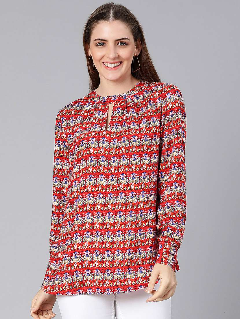 women printed long sleeves top