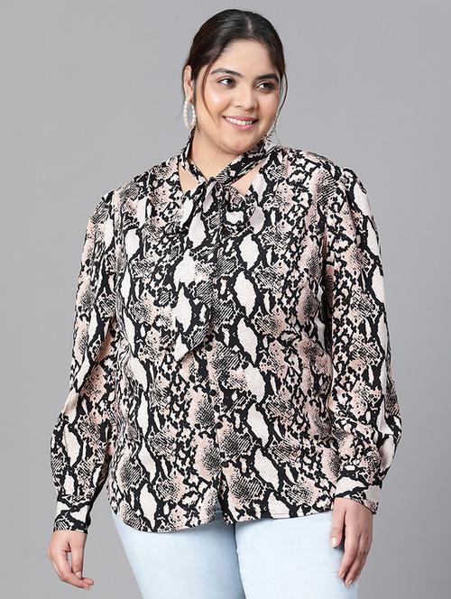 women animal printed plus size shirt style top - 21584925 - Standard Image - 0