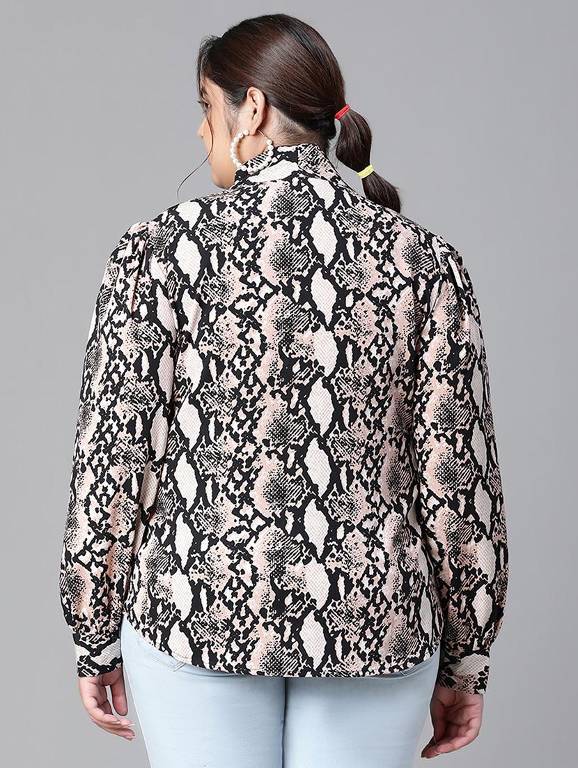 women animal printed plus size shirt style top - 21584925 - Standard Image - 2