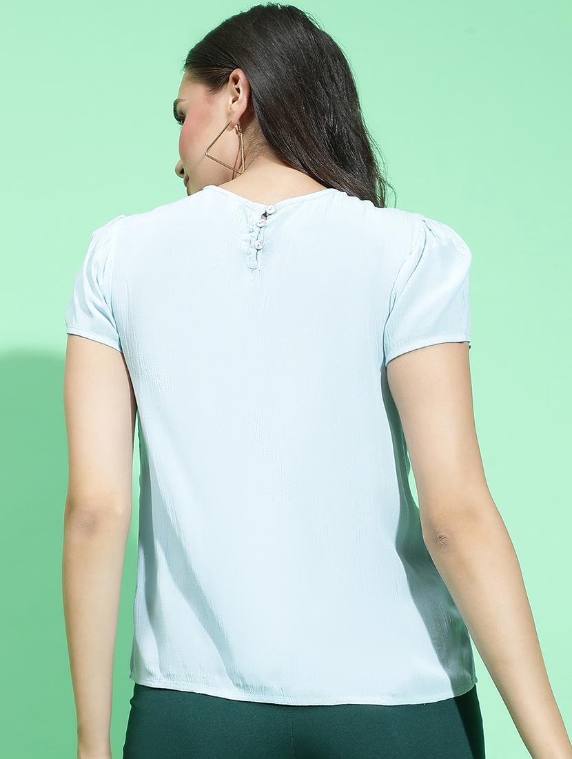 women solid short sleeves top - 21584949 - Standard Image - 2