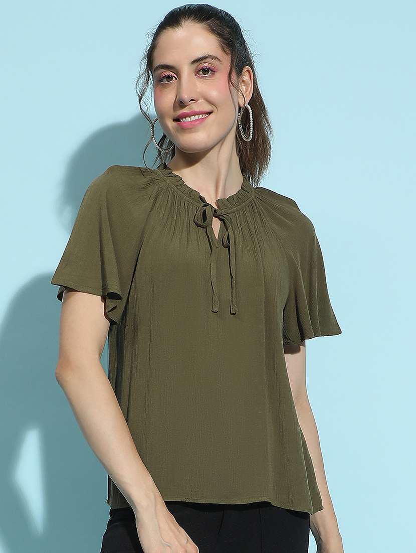 women solid short sleeves top - 21584952 -  Zoom Image - 0
