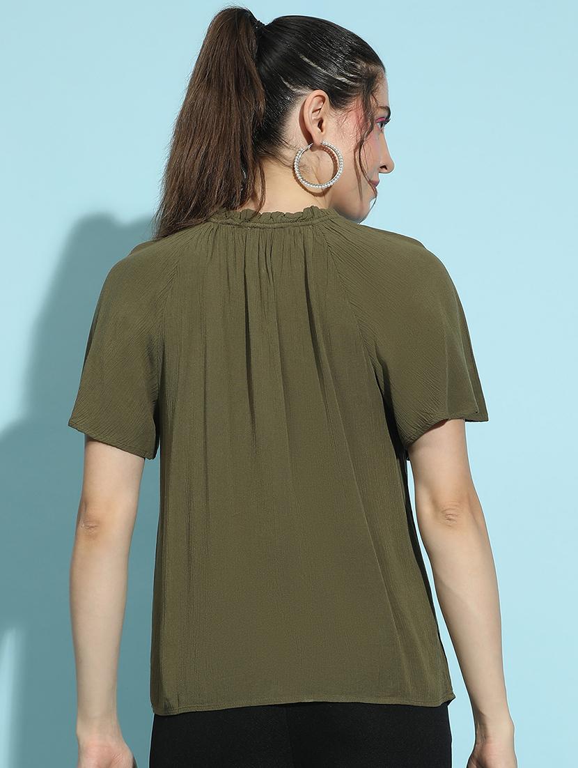 women solid short sleeves top - 21584952 - Standard Image - 2
