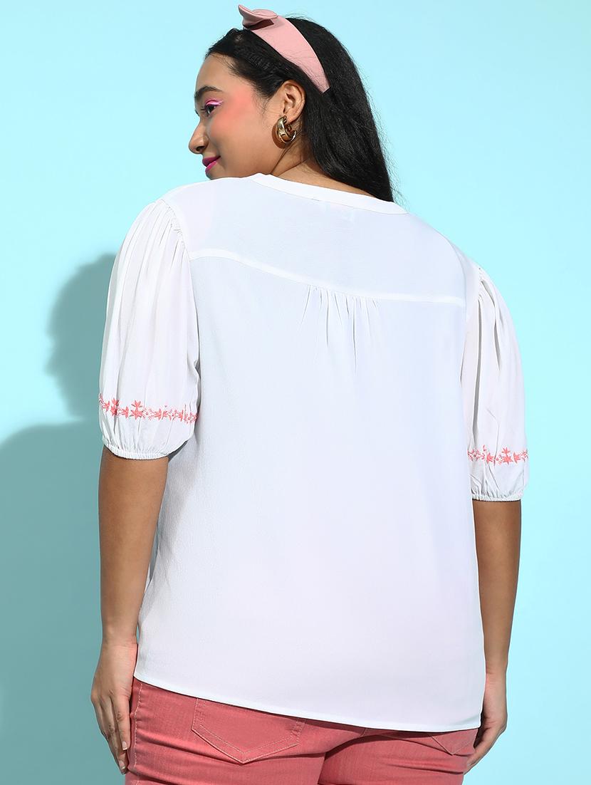women embroidered short sleeves plus size top - 21584958 - Standard Image - 2