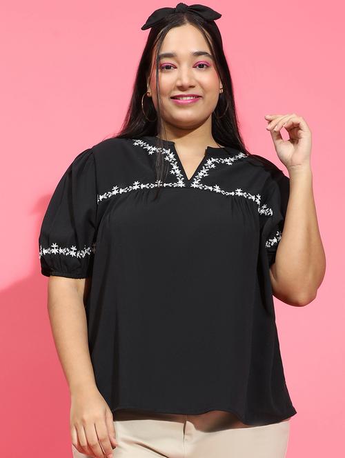 women embroidered short sleeves plus size top - 21584959 -  Standard Image - 0