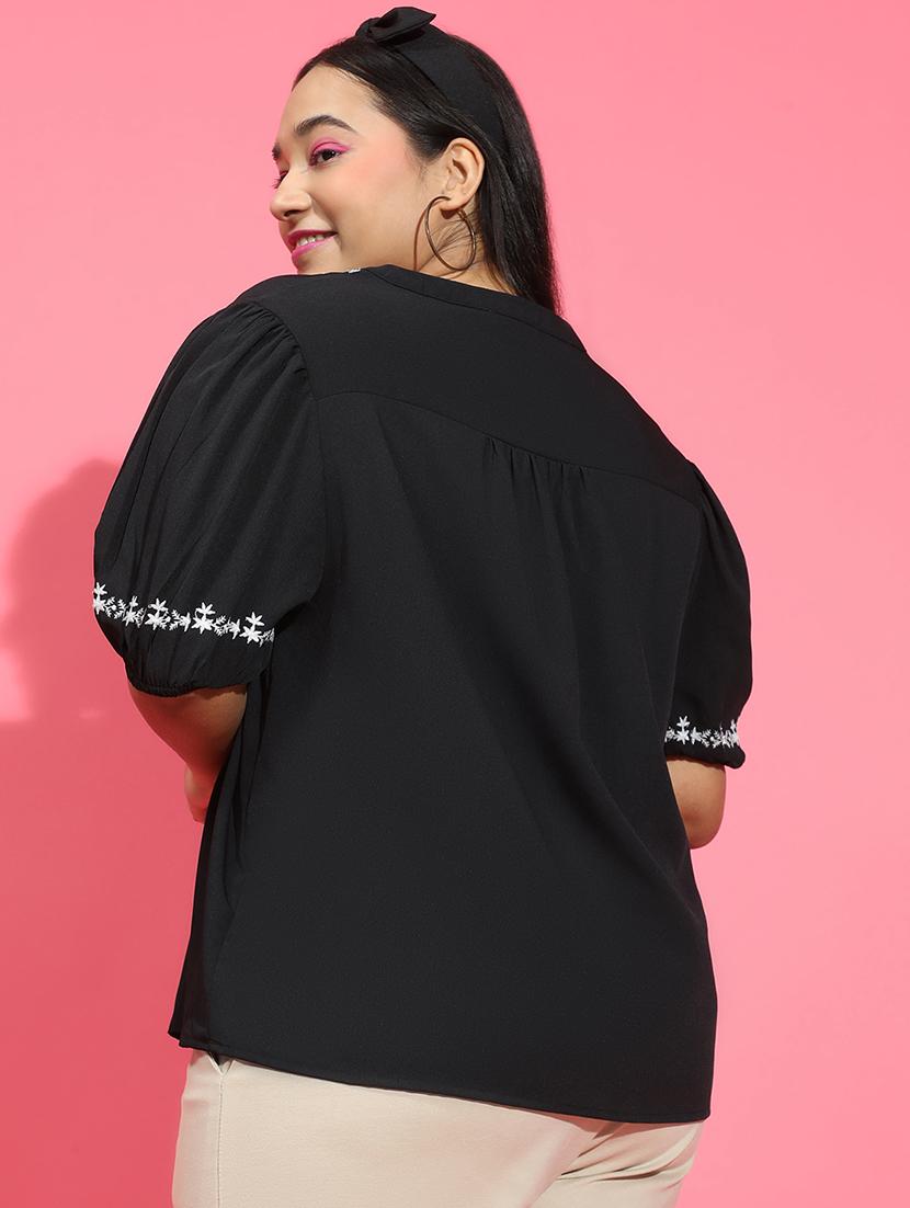 women embroidered short sleeves plus size top - 21584959 - Standard Image - 2