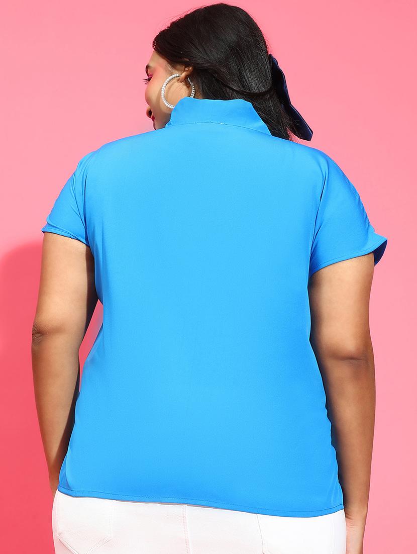 women solid short sleeves plus size top - 21584965 - Standard Image - 2
