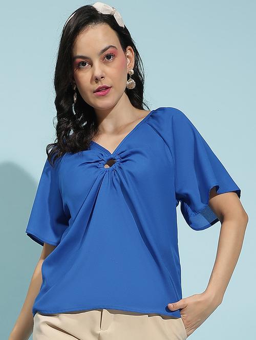 women solid short sleeves top - 21584976 - Standard Image - 0