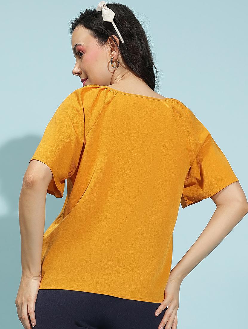women solid short sleeves top - 21584978 - Standard Image - 2