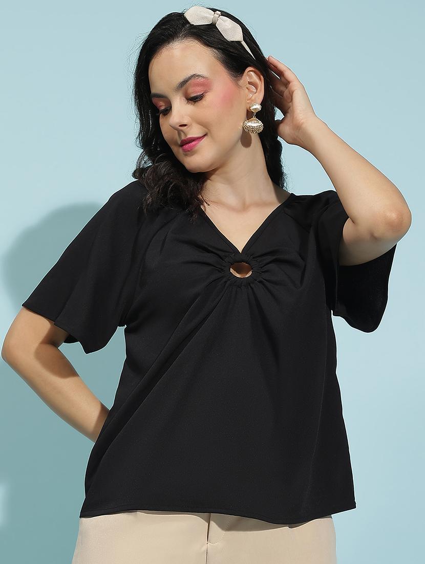 women solid short sleeves top - 21584979 -  Zoom Image - 0