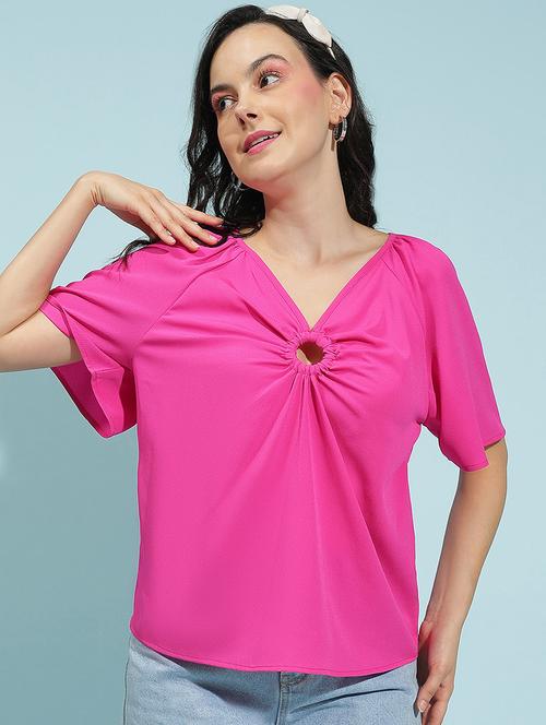 women solid short sleeves top - 21584980 -  Standard Image - 0