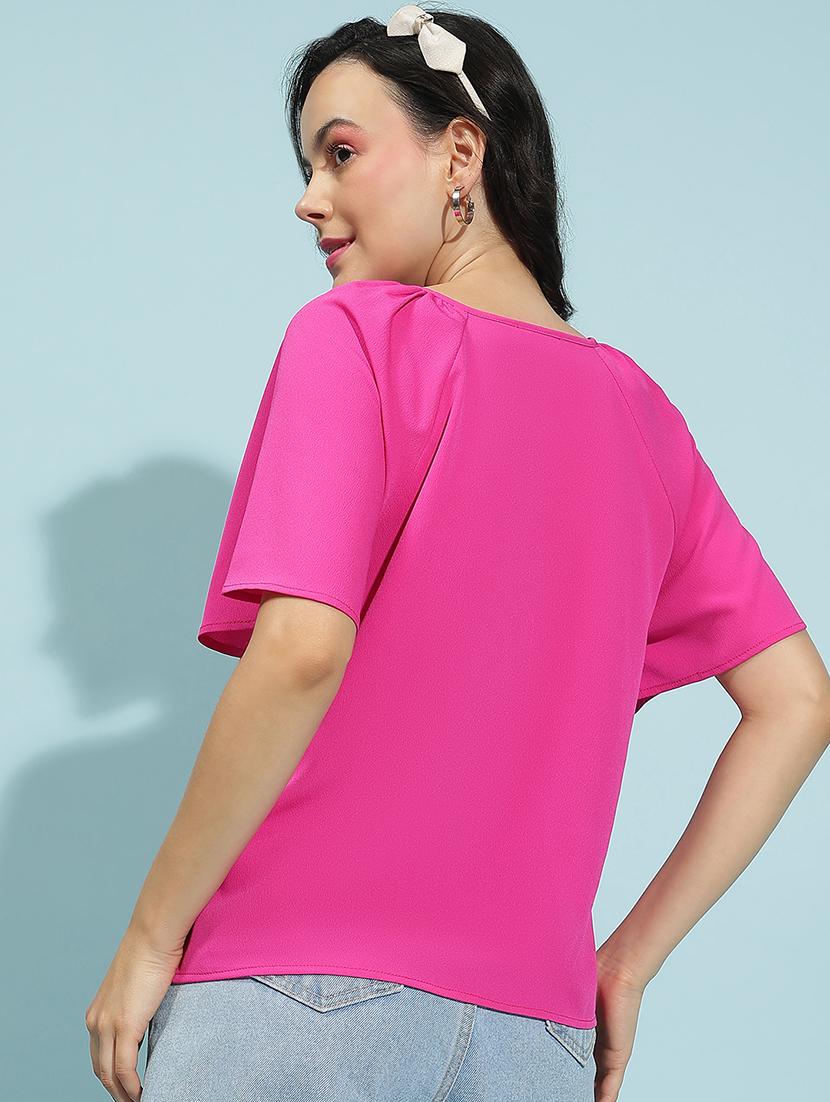 women solid short sleeves top - 21584980 - Standard Image - 2