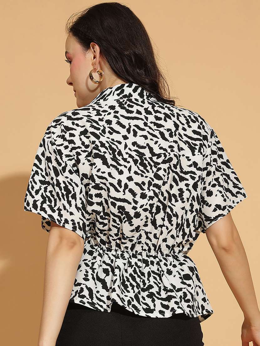 women printed kimono sleeves peplum top - 21584989 - Standard Image - 2