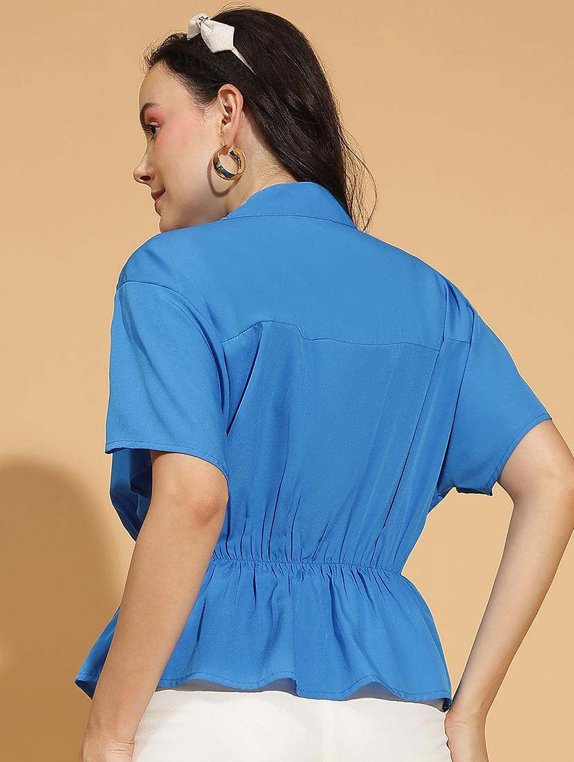 women solid kimono sleeves peplum top - 21584990 - Standard Image - 2