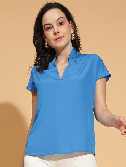 women solid short sleeves top - 21584995 - Standard Image - 0