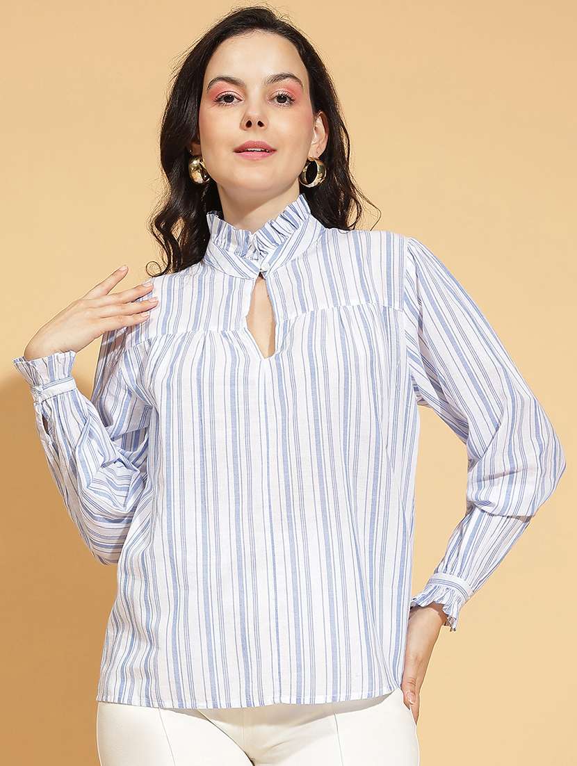 women striped printed long sleeves top
